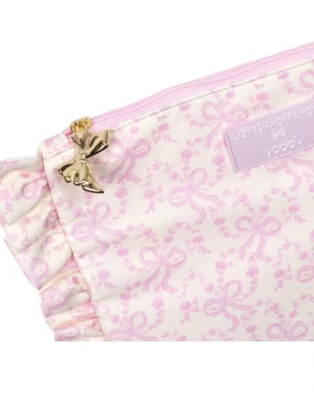 NWT LoveShackFancy x Target -Pink Coquette Bow Pouch /Clutch w Ruffles